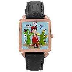 Frida Kahlo Doll Rose Gold Leather Watch  by Valentinaart