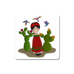 Frida Kahlo Doll Square Magnet by Valentinaart