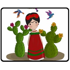 Frida Kahlo Doll Fleece Blanket (medium)  by Valentinaart