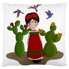 Frida Kahlo Doll Large Cushion Case (one Side) by Valentinaart