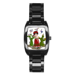 Frida Kahlo Doll Stainless Steel Barrel Watch by Valentinaart