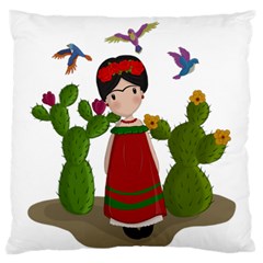 Frida Kahlo Doll Large Flano Cushion Case (one Side) by Valentinaart