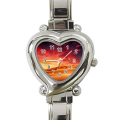 Desert Sand Dune Landscape Nature Heart Italian Charm Watch by Celenk