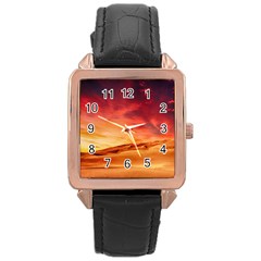 Desert Sand Dune Landscape Nature Rose Gold Leather Watch 