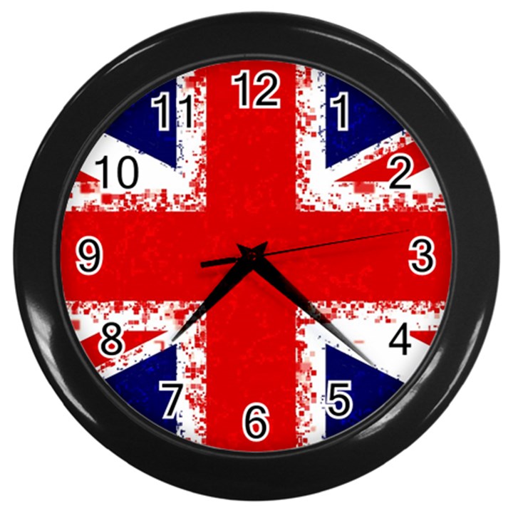 Union Jack London Flag Uk Wall Clocks (Black)