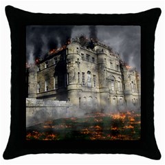 Castle Ruin Attack Destruction Throw Pillow Case (black) by Celenk