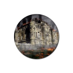 Castle Ruin Attack Destruction Rubber Round Coaster (4 Pack)  by Celenk