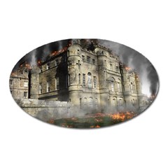 Castle Ruin Attack Destruction Oval Magnet by Celenk