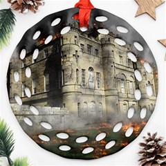 Castle Ruin Attack Destruction Round Filigree Ornament (two Sides) by Celenk