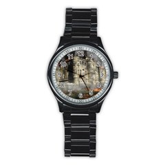 Castle Ruin Attack Destruction Stainless Steel Round Watch by Celenk