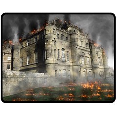 Castle Ruin Attack Destruction Double Sided Fleece Blanket (medium)  by Celenk