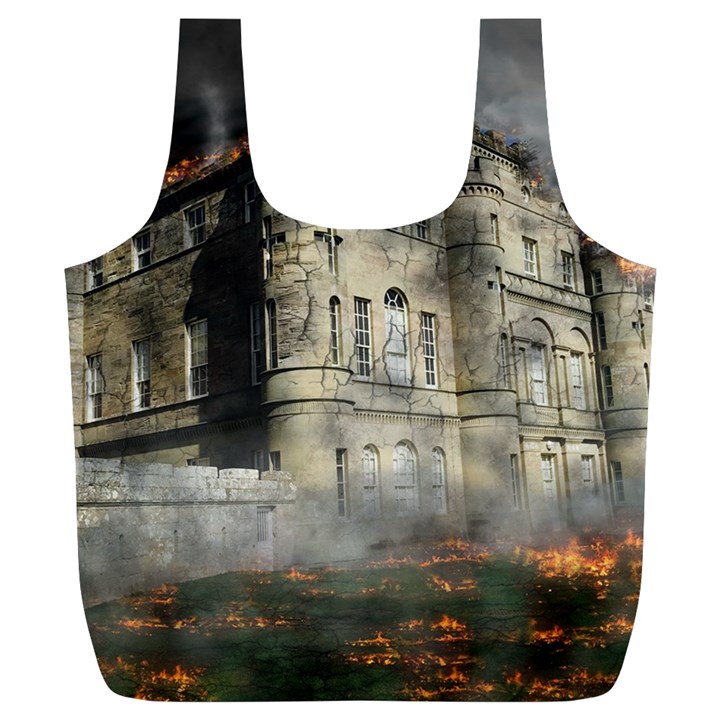 Castle Ruin Attack Destruction Full Print Recycle Bags (L) 