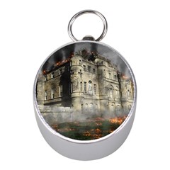 Castle Ruin Attack Destruction Mini Silver Compasses by Celenk