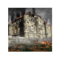 Castle Ruin Attack Destruction Small Satin Scarf (square) by Celenk