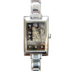 Castle Ruin Attack Destruction Rectangle Italian Charm Watch by Celenk