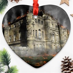 Castle Ruin Attack Destruction Ornament (heart) by Celenk