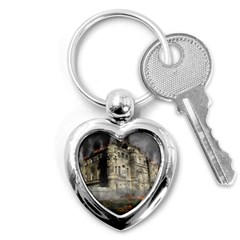 Castle Ruin Attack Destruction Key Chains (heart)  by Celenk