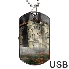 Castle Ruin Attack Destruction Dog Tag Usb Flash (one Side) by Celenk