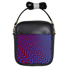 Wave Pattern Background Curves Girls Sling Bags by Celenk