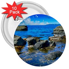 Shoreline Sea Coast Beach Ocean 3  Buttons (10 Pack)  by Celenk