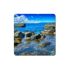 Shoreline Sea Coast Beach Ocean Square Magnet by Celenk