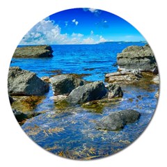 Shoreline Sea Coast Beach Ocean Magnet 5  (round) by Celenk