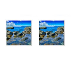 Shoreline Sea Coast Beach Ocean Cufflinks (square) by Celenk