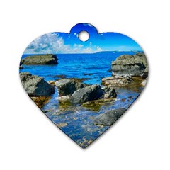 Shoreline Sea Coast Beach Ocean Dog Tag Heart (one Side)