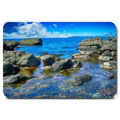 Shoreline Sea Coast Beach Ocean Large Doormat  by Celenk