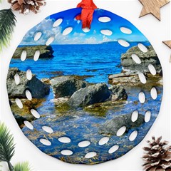 Shoreline Sea Coast Beach Ocean Ornament (round Filigree) by Celenk