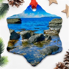 Shoreline Sea Coast Beach Ocean Snowflake Ornament (two Sides) by Celenk