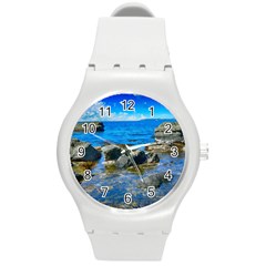 Shoreline Sea Coast Beach Ocean Round Plastic Sport Watch (m) by Celenk