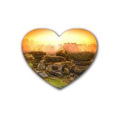 Rocks Outcrop Landscape Formation Heart Coaster (4 Pack)  by Celenk