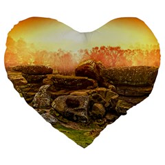 Rocks Outcrop Landscape Formation Large 19  Premium Heart Shape Cushions by Celenk