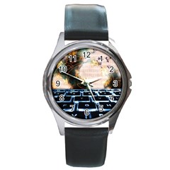 Ransomware Cyber Crime Security Round Metal Watch by Celenk