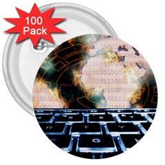 Ransomware Cyber Crime Security 3  Buttons (100 Pack) 