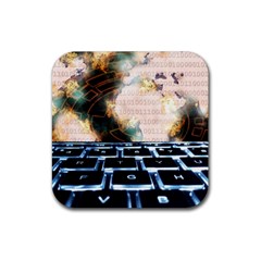 Ransomware Cyber Crime Security Rubber Coaster (square)  by Celenk