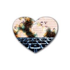 Ransomware Cyber Crime Security Rubber Coaster (heart)  by Celenk