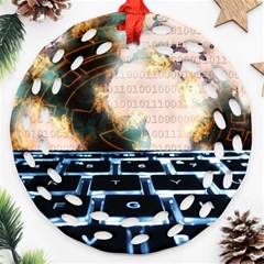 Ransomware Cyber Crime Security Round Filigree Ornament (two Sides) by Celenk