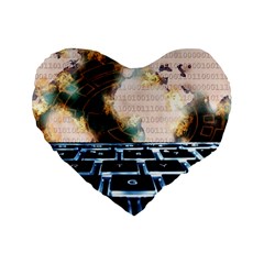 Ransomware Cyber Crime Security Standard 16  Premium Flano Heart Shape Cushions by Celenk