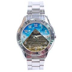 Pyramid Egypt Ancient Giza Stainless Steel Analogue Watch by Celenk