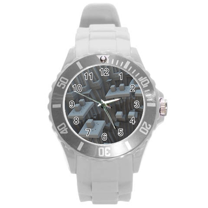 Backdrop Pattern Surface Texture Round Plastic Sport Watch (L)