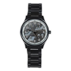 Backdrop Pattern Surface Texture Stainless Steel Round Watch