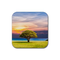 Tree Sea Grass Nature Ocean Rubber Coaster (square)  by Celenk