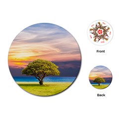 Tree Sea Grass Nature Ocean Playing Cards (round)  by Celenk