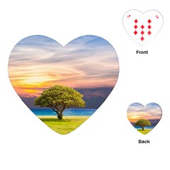 Tree Sea Grass Nature Ocean Playing Cards (heart)  by Celenk