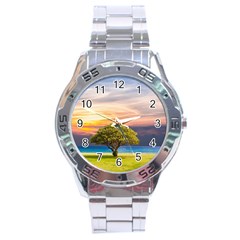 Tree Sea Grass Nature Ocean Stainless Steel Analogue Watch by Celenk