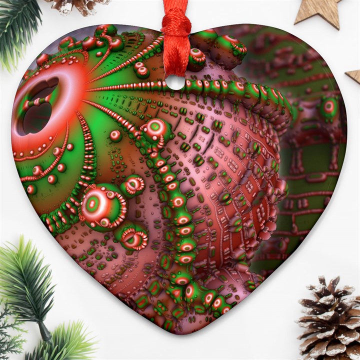 Fractal Symmetry Math Visualization Heart Ornament (Two Sides)