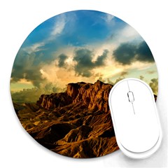 Mountain Sky Landscape Nature Round Mousepads