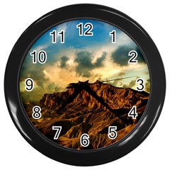 Mountain Sky Landscape Nature Wall Clocks (black) by Celenk